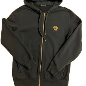 VERSACE MEDUSA ZIP UP HOODIE NAVY BLUE Size Large